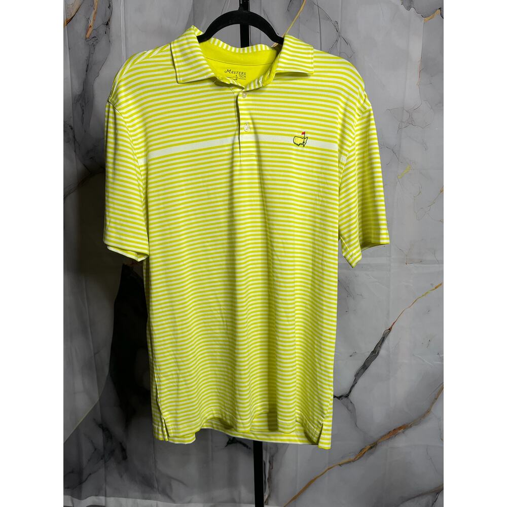 Masters Tech Yellow Striped Polo Size Medium